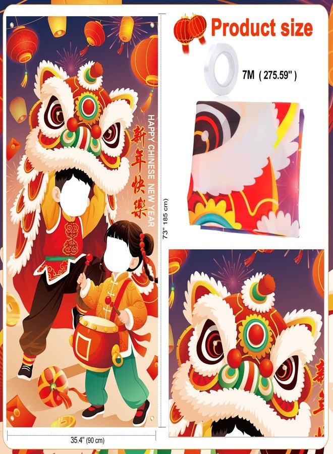 HOWAF Chinese New Year Photo Door Banner, 2026 Horse Year Photo Banner for Lunar New Year Party Decorations, 2026 Year of the Horse Photography Sign, Lion Dancing Photo Props Banners - Image 2